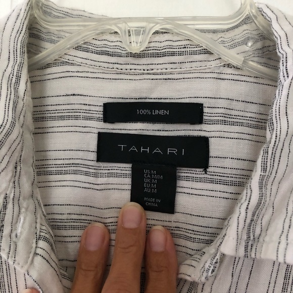 Tahari 100% linen button town sleeveless top - Picture 2 of 8